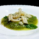 Piatti a base di pesce: anelli di totano su purea di zucchine e fagiolini!